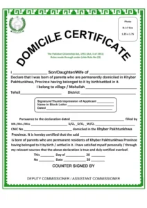 Domicile Certificate